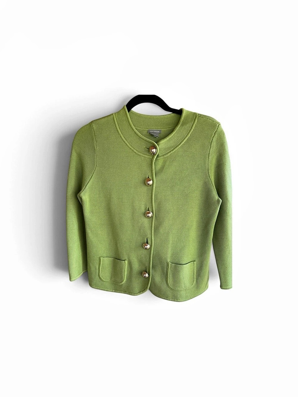 Ann Taylor Green Button Front Cardigan Like New